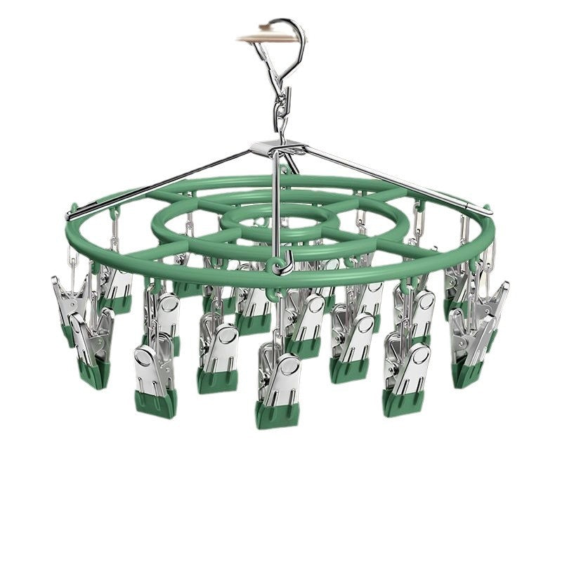 Green Stainless Steel Multi-Clip Underwear & Hosiery Drying Rack 24 Clips