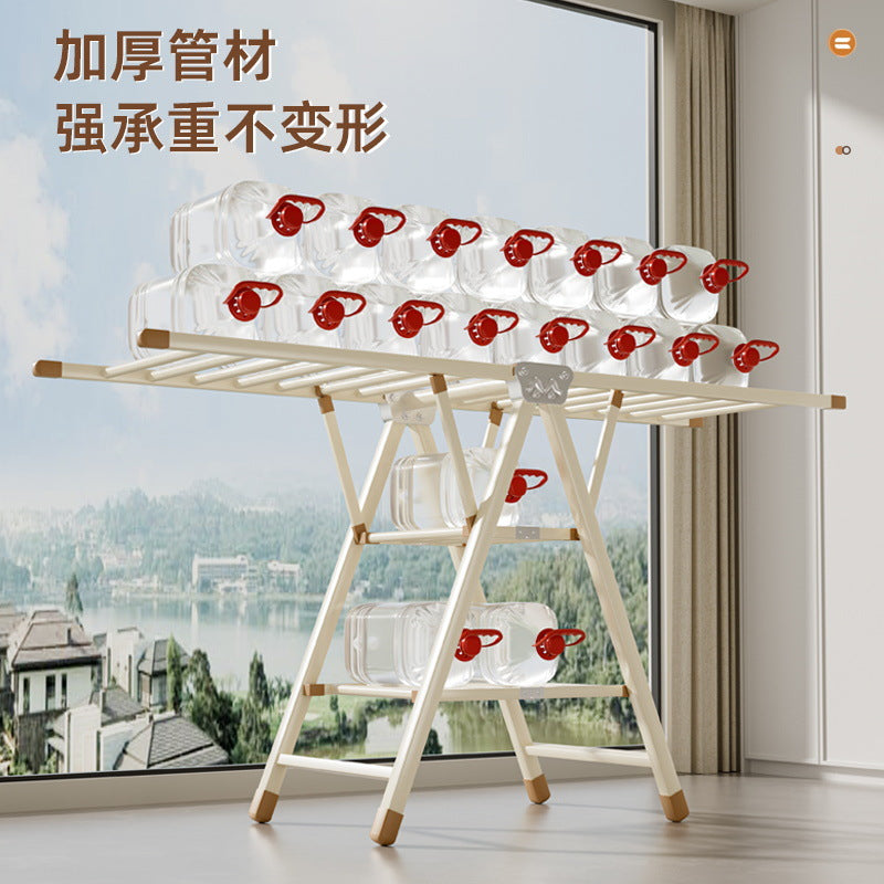 Foldable Carbon Steel Clothes Drying Rack Wing Shape with Wheels