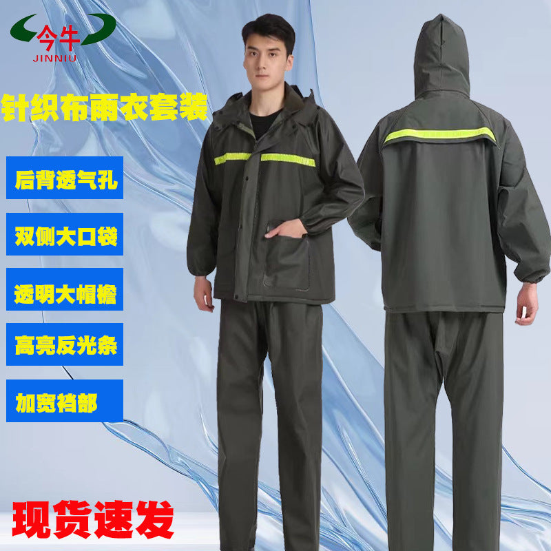Premium Men's Heavy Duty Reflective Riding Rain Set