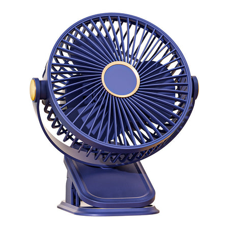 White Desktop Clip-On USB Rechargeable Fan with Night Light, Silent Mini Cooling Fan for Office and Dorm