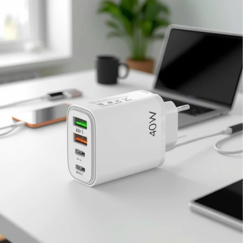 40W Multi-Port PD Fast Charging 2U+2C Travel Adapter