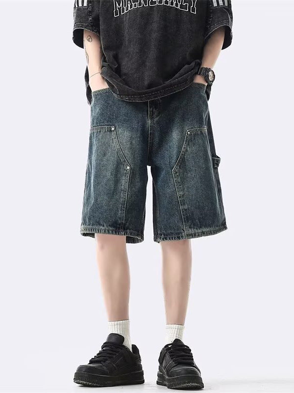 Men's Premium Vintage Washed Tooling Denim Shorts
