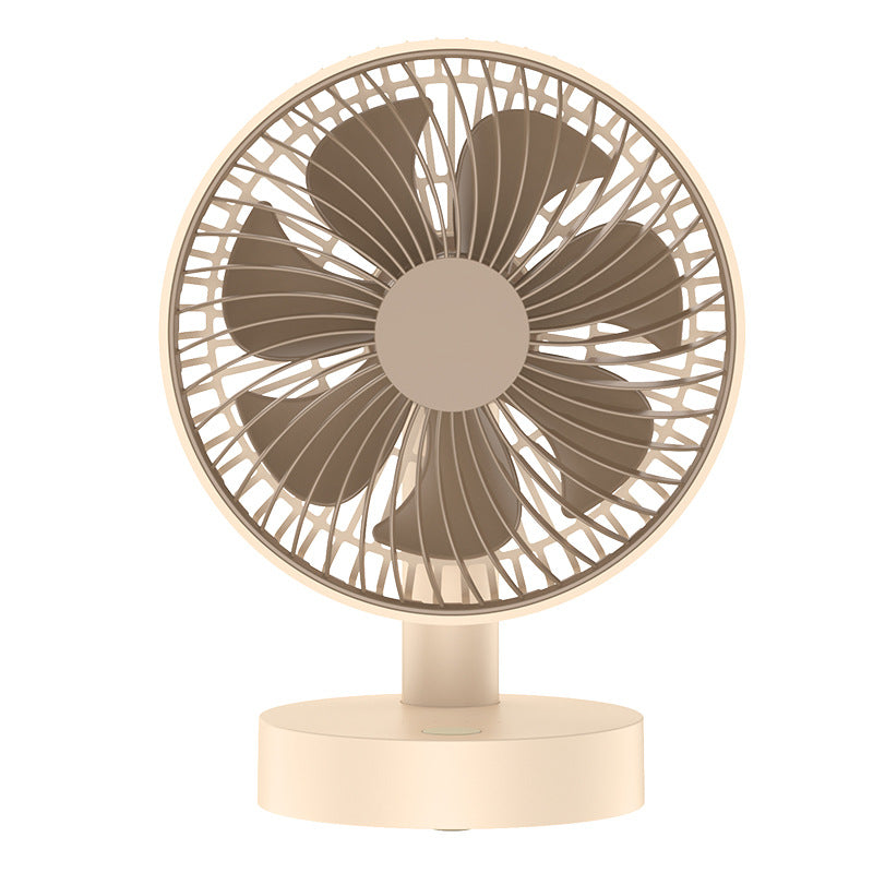Khaki Rechargeable USB Desktop Fan with Oscillation, Long Battery Life Table Fan