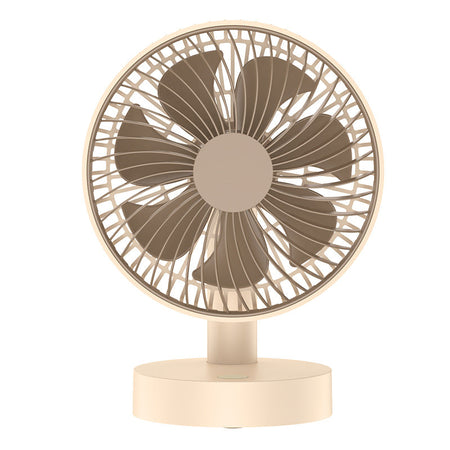 Khaki Rechargeable USB Desktop Fan with Oscillation, Long Battery Life Table Fan