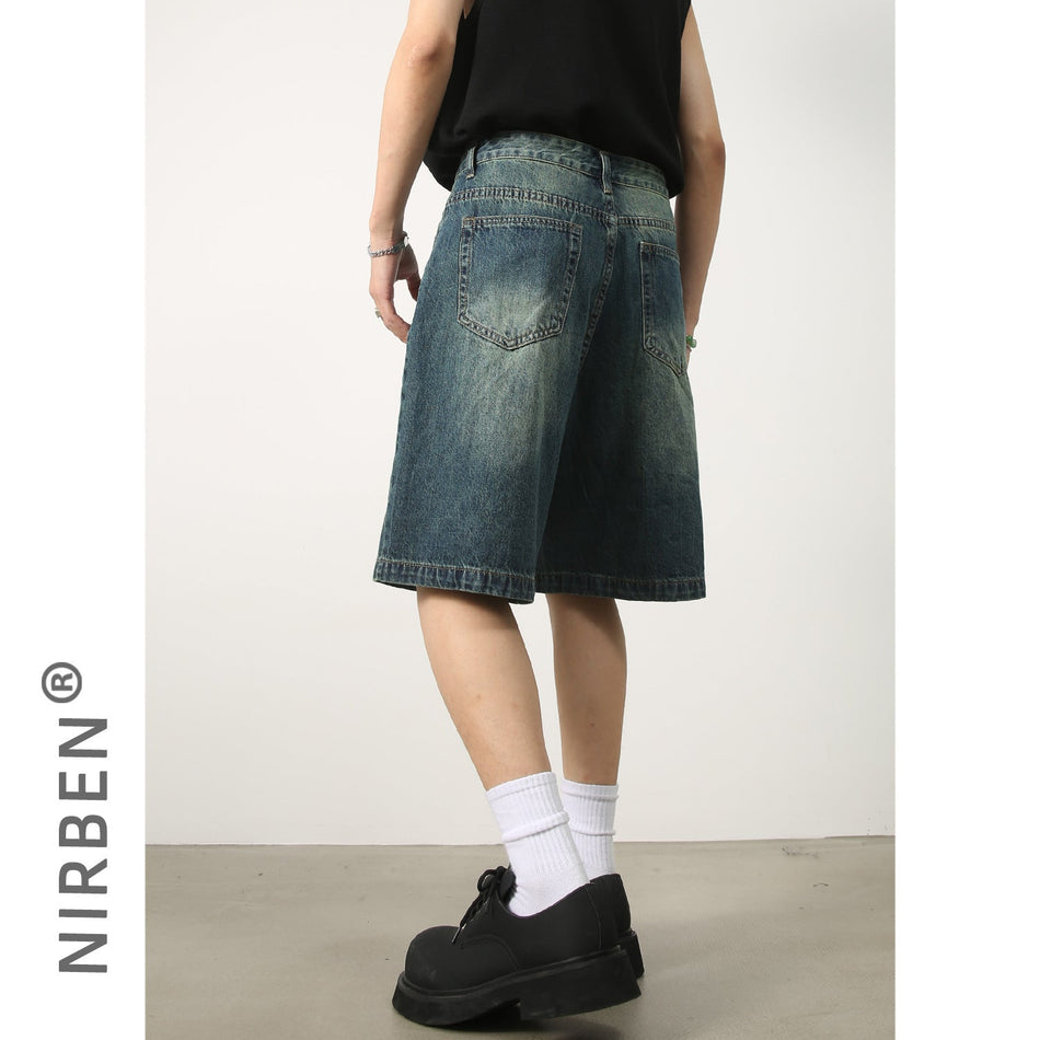 Nirben Men's Loose Casual Five-Point Denim Shorts