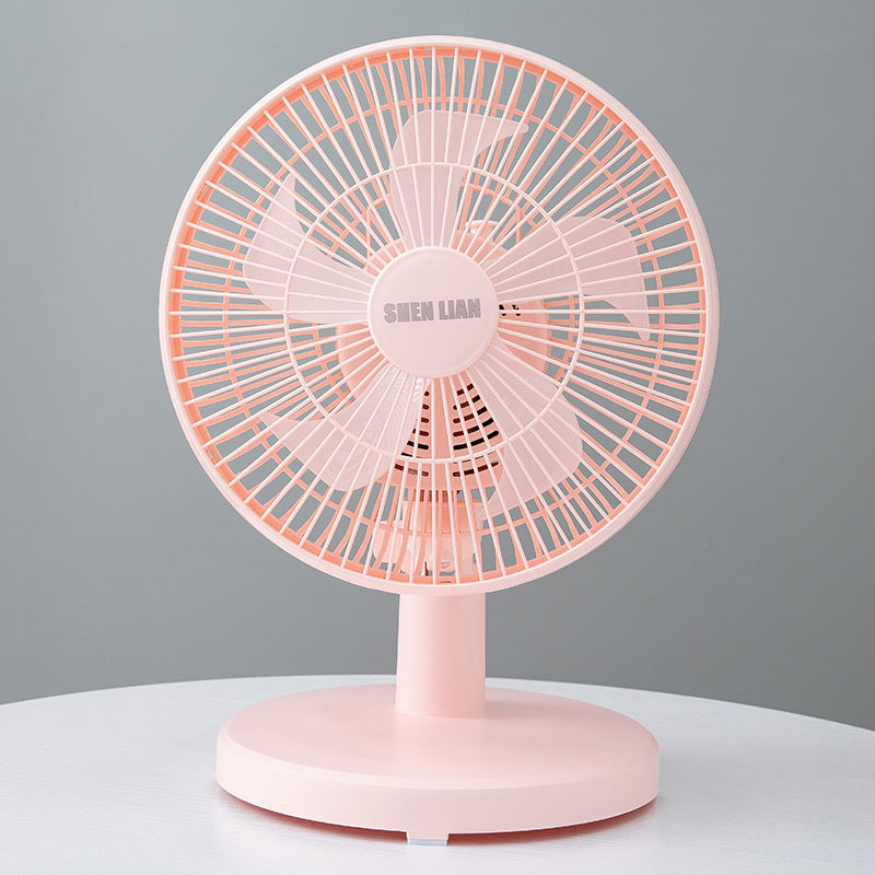 Pink Oscillating AC Desktop Fan with 5 Blades, Household Quiet Table Fan