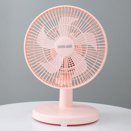 Pink Oscillating AC Desktop Fan with 5 Blades, Household Quiet Table Fan