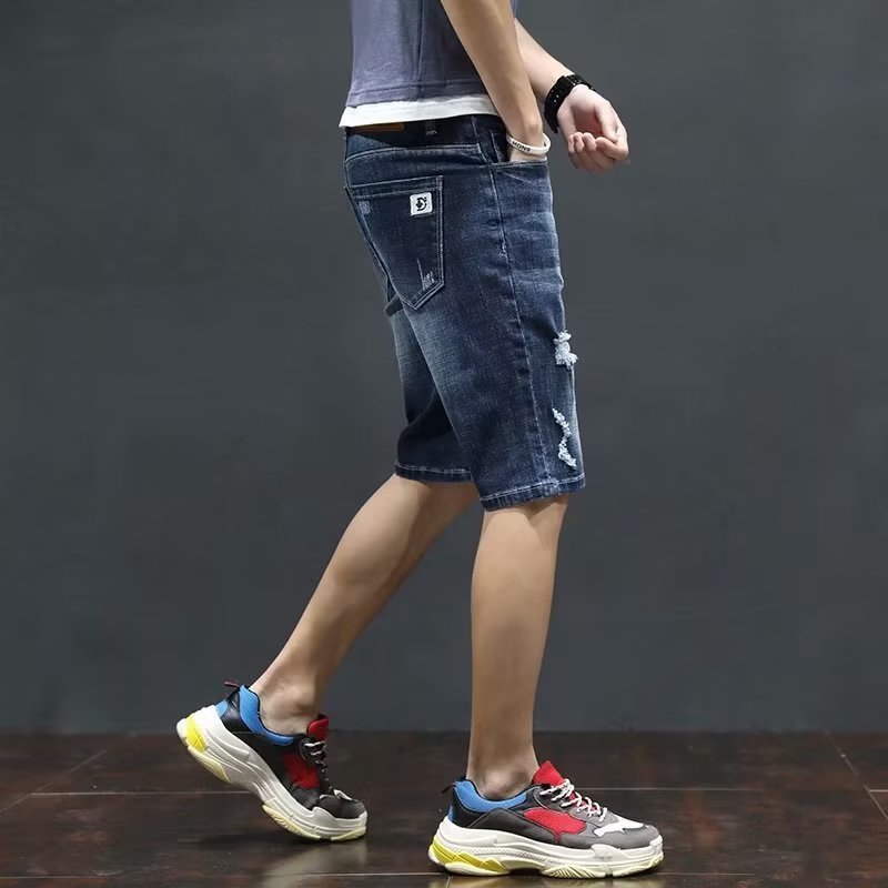 Premium Men's Slim-Fit Distressed Denim Breeches