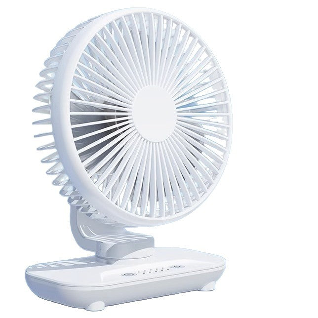 White Rechargeable Oscillating USB Desktop Fan with Timer, Silent Mini Cooling Fan