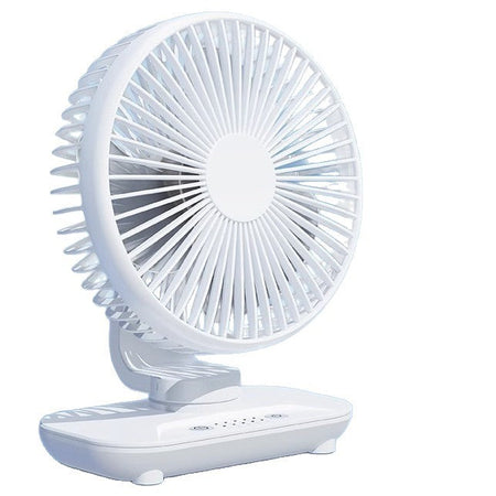 White Rechargeable Oscillating USB Desktop Fan with Timer, Silent Mini Cooling Fan