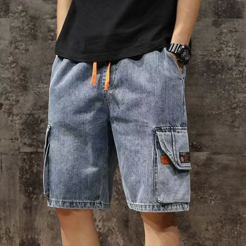 Men's Premium Plus Size Loose Cargo Denim Shorts