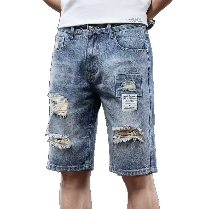 Men's Premium Casual Ripped Straight Denim Shorts