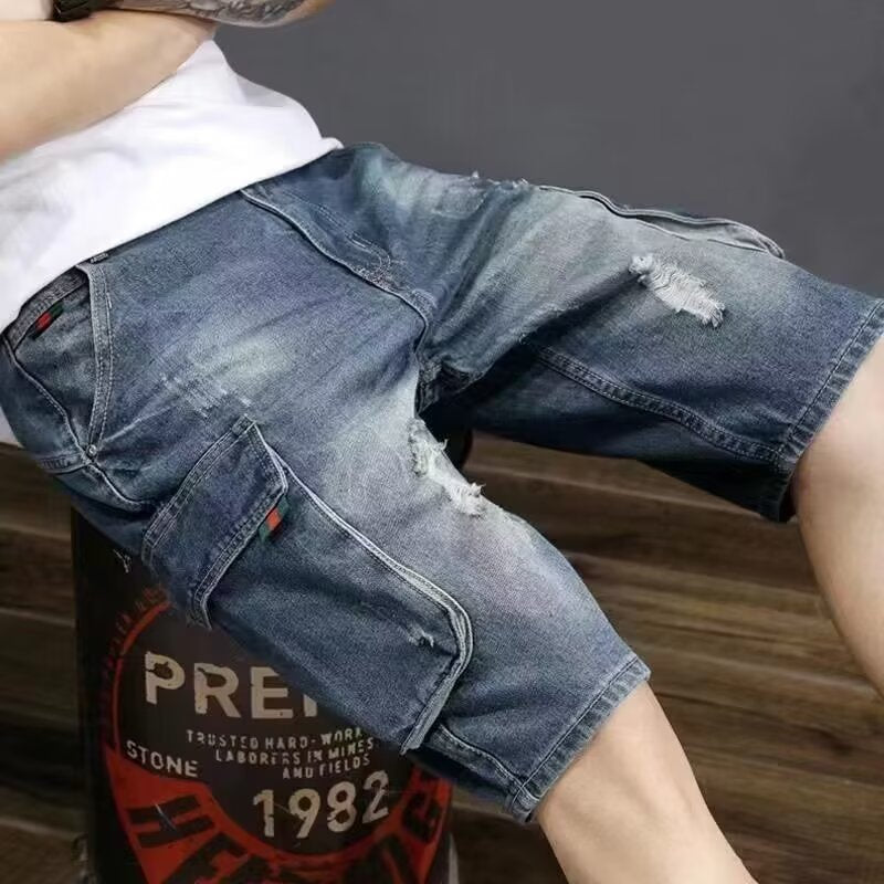 Men's Premium Retro Cargo Denim Shorts