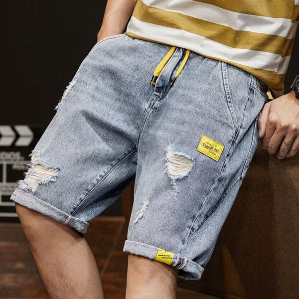STOCK-Men's Premium Summer Workwear Ripped Denim Shorts