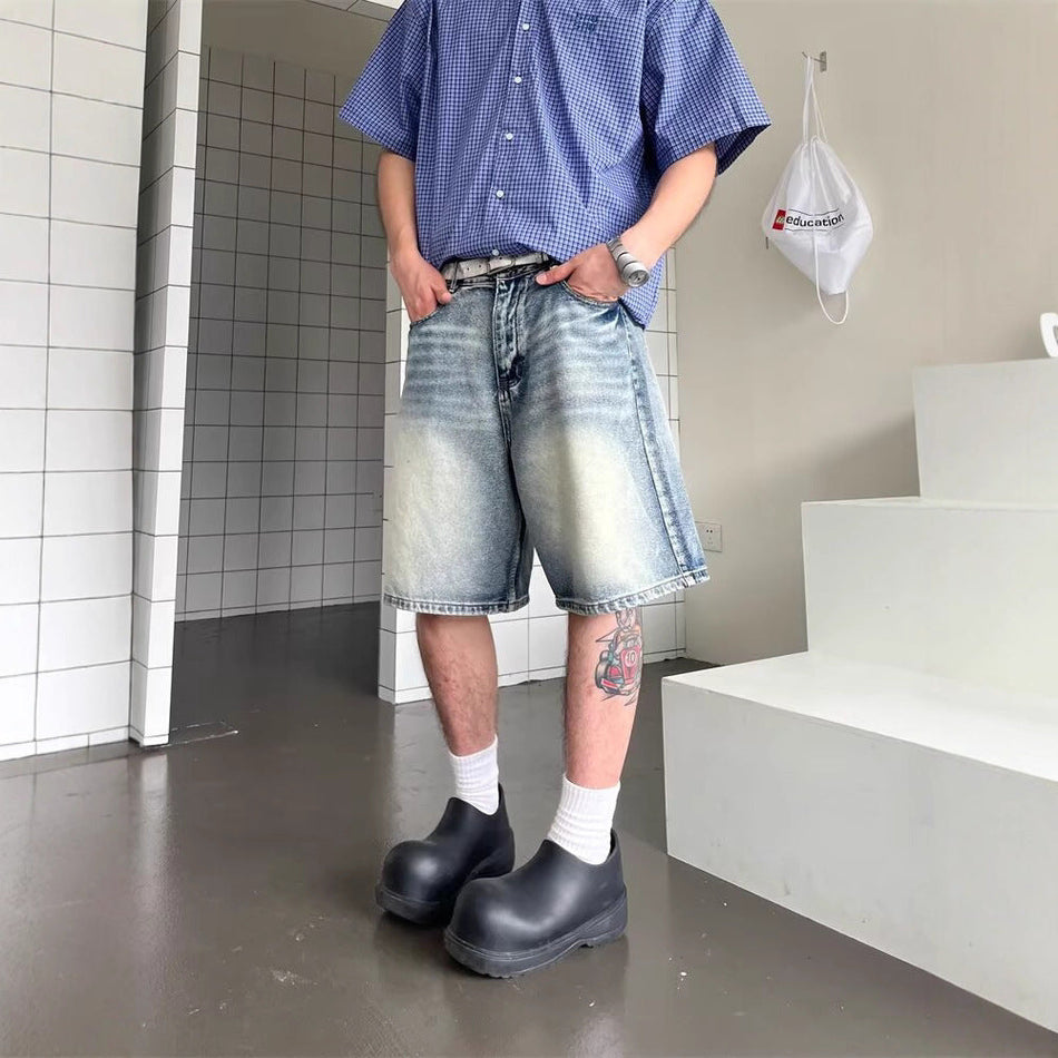 Vintage Straight Leg Wide Leg Denim Shorts