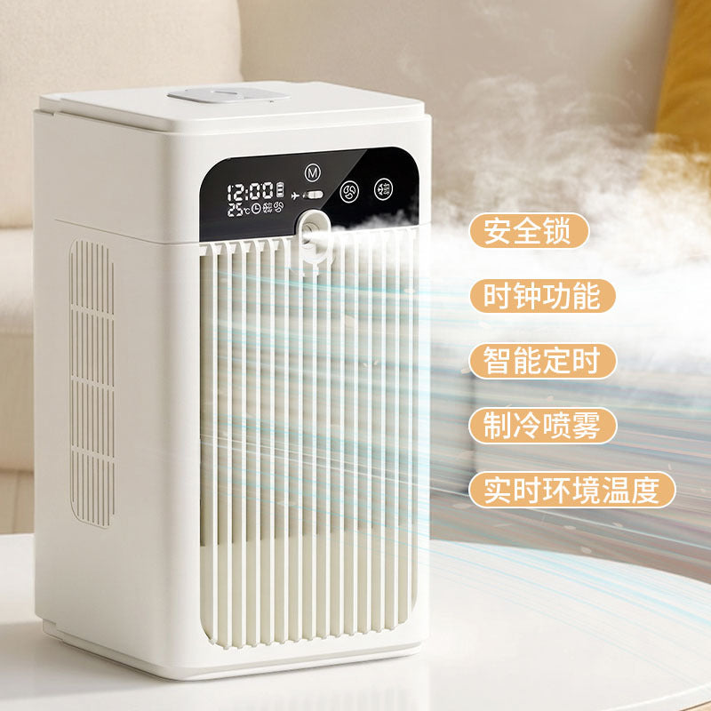 Portable USB Air Cooler Fan with Mist Spray, Smart Timer and