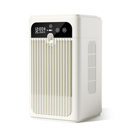 White Portable USB Air Cooler Fan with Mist Spray, Smart Timer and Rechargeable Battery