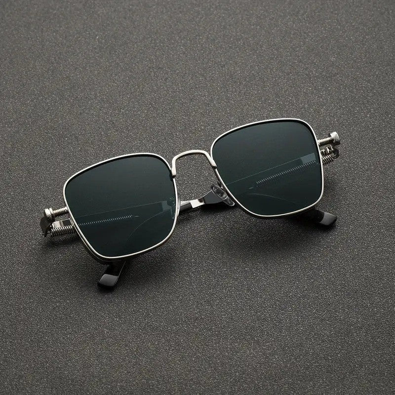 Men's Retro Square Frame Metal Steampunk Sunglasses