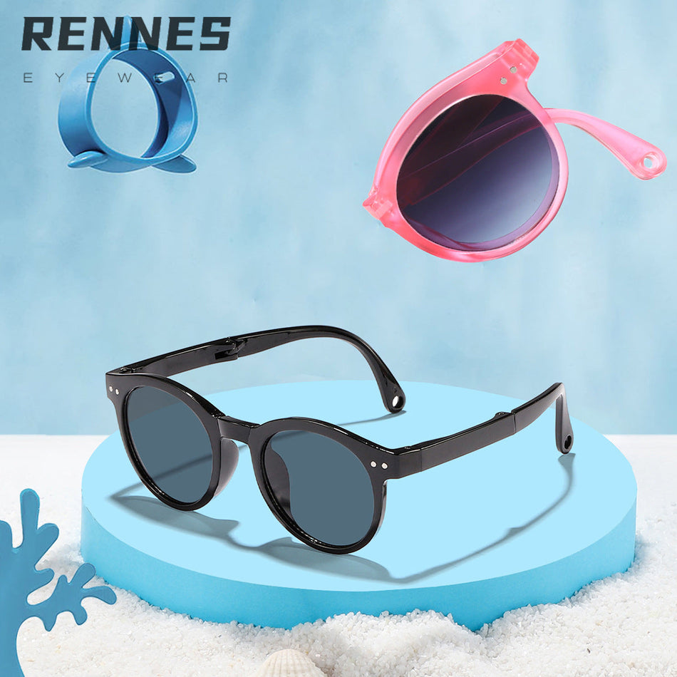 Kids Foldable Round Frame UV400 Sunglasses Candy Color