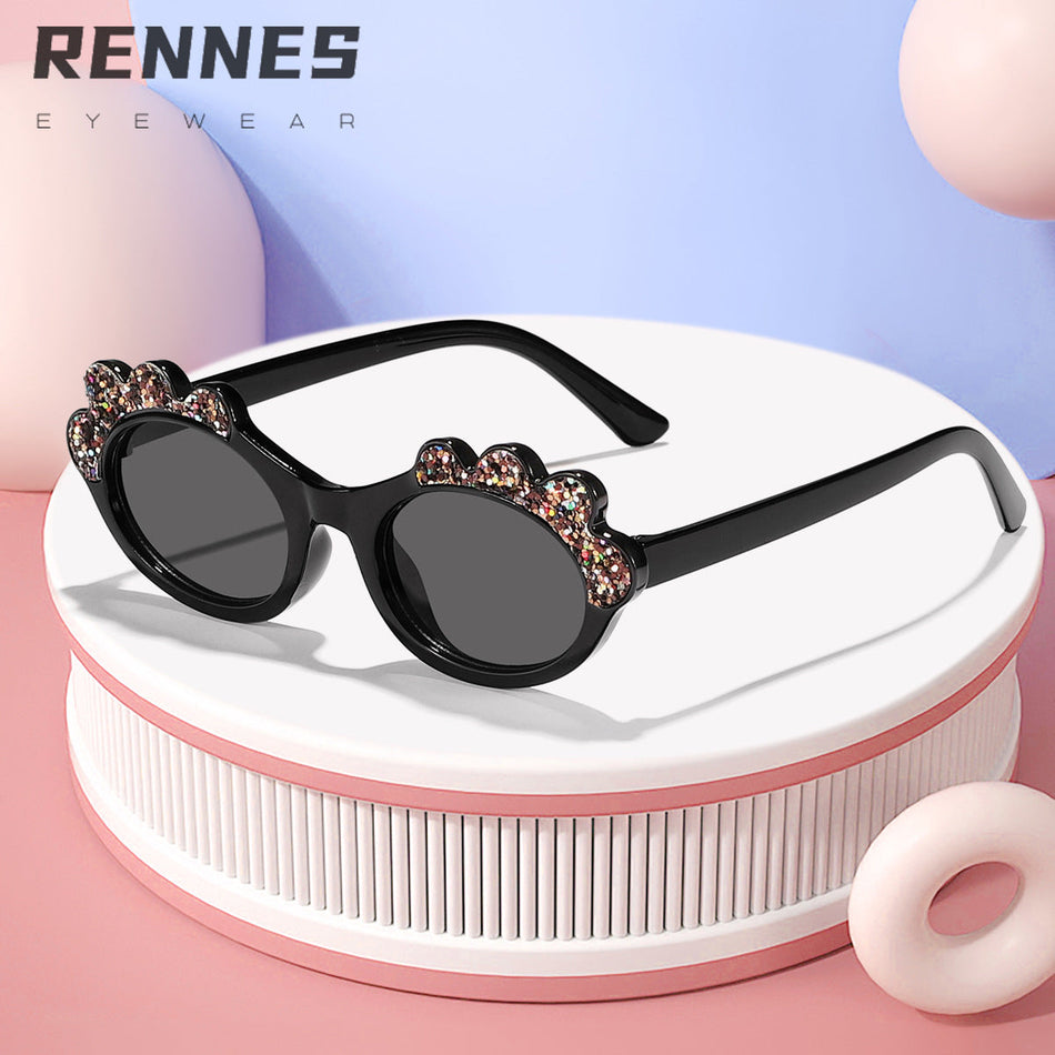 Kids Candy Sequin Oval Frame UV400 Sunglasses Cute Style