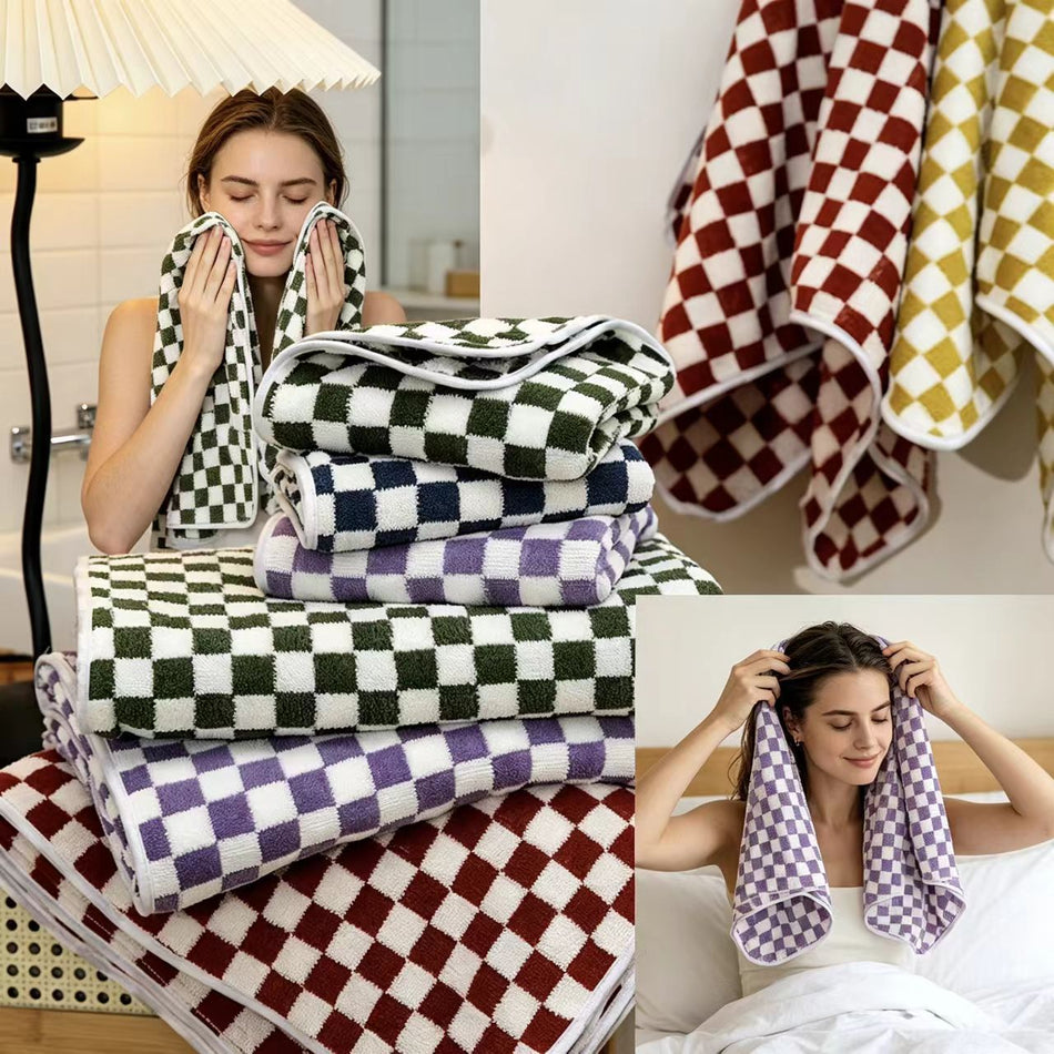 Coral Velvet Checkerboard Bath Towel 70x140 for Salon Beach Large