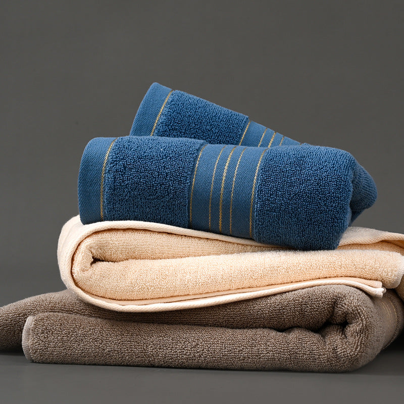 Blue Pure Cotton Large Bath Towel 70x140 Thickened Soft Absorbent