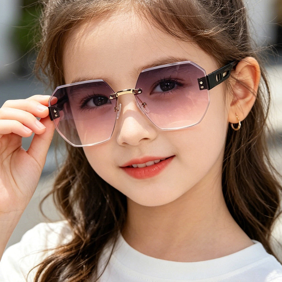 Kids Frameless Polygon UV400 Fashion Sunglasses Trendy Style