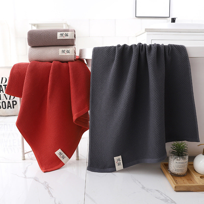 Pure Cotton Waffle Bath Towel Honeycomb Thickened Soft Absorbent