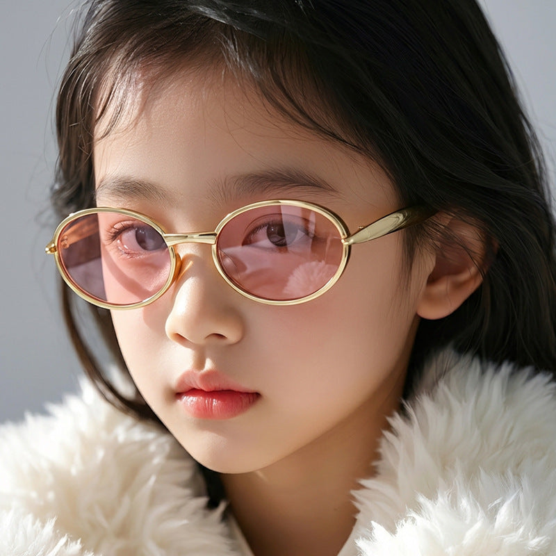 Kids Oval Frame UV375 Sunglasses Cute Outdoor Fashion Style