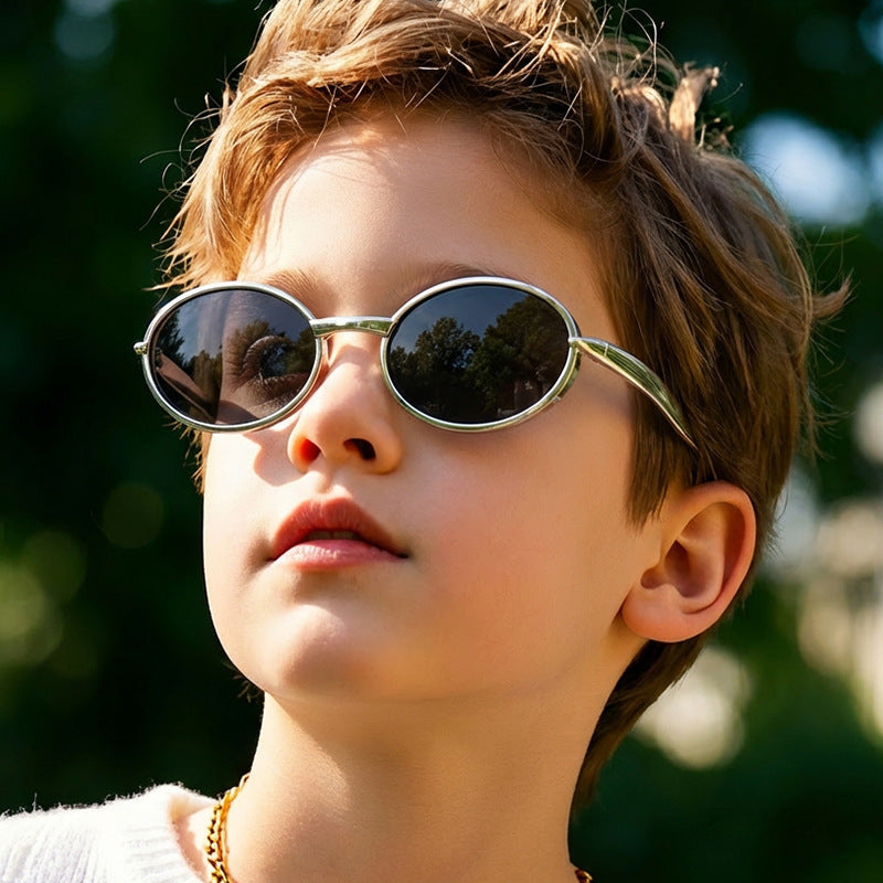Kids Oval Frame UV375 Sunglasses Cute Outdoor Fashion Style