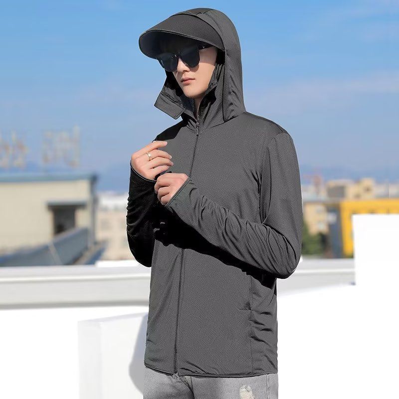 Unisex Large Brim Ice Silk Breathable Sun Protection Skin Coat