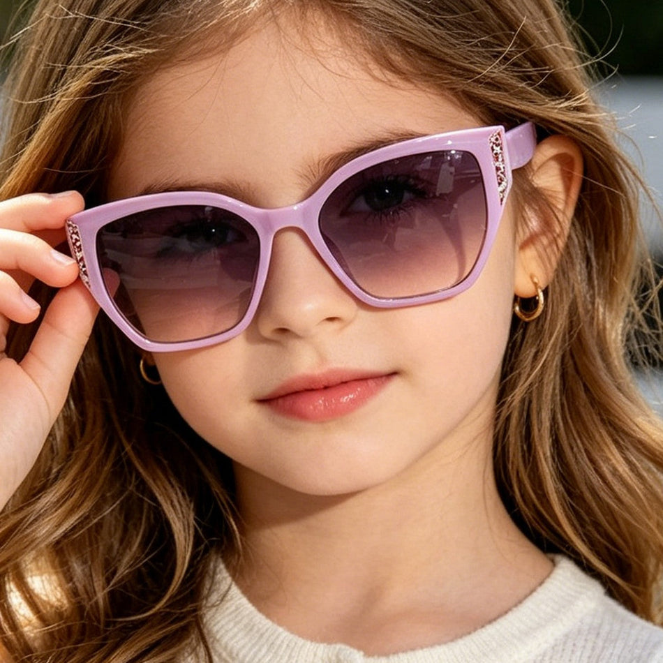 Children Glitter Cat-Eye UV400 Sunglasses Candy Color Design
