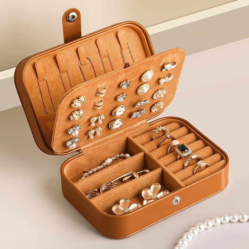 High-end Portable Jewelry Box Earrings Ring Necklace Storage Case