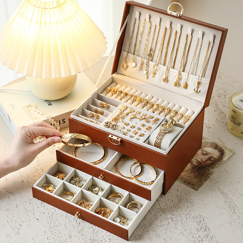 Green Diamond-Shaped Jewelry Box Anti-Oxidation Gold Storage Organizer