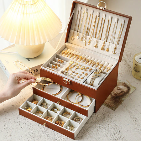 Green Diamond-Shaped Jewelry Box Anti-Oxidation Gold Storage Organizer