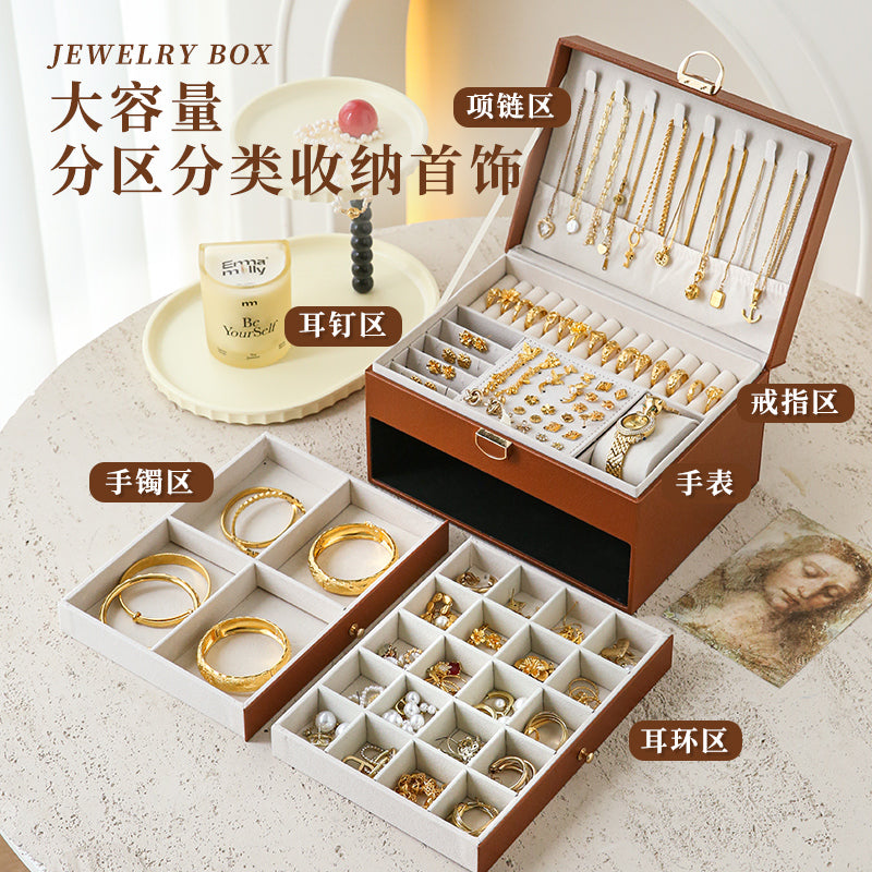 Diamond-Shaped Jewelry Box Anti-Oxidation Gold Storage Organizer