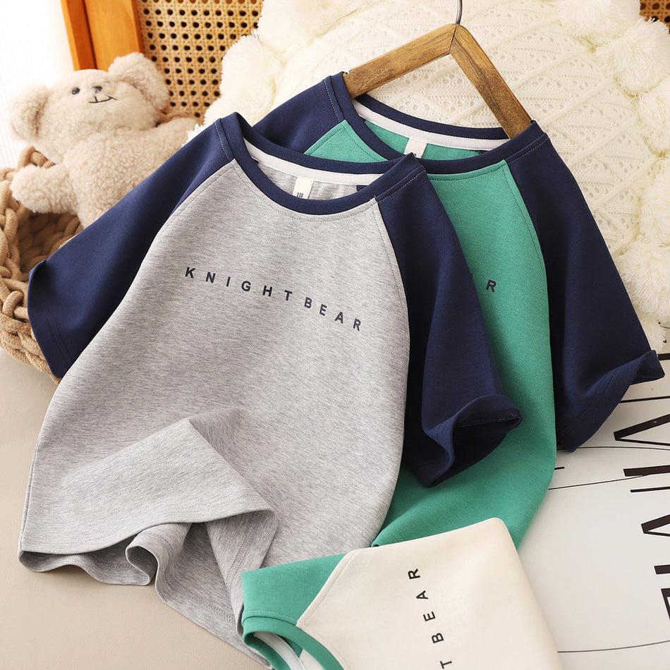 Boys Color-Blocked Cotton Blend Short Sleeve Summer T-Shirt