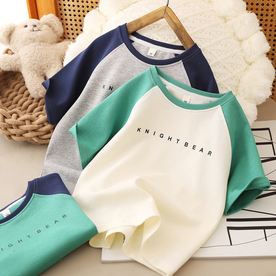 Boys Color-Blocked Cotton Blend Short Sleeve Summer T-Shirt
