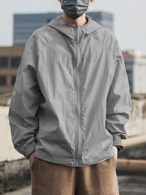 Men's Loose-Fitting Ice Silk Breathable Hooded Sun Protection