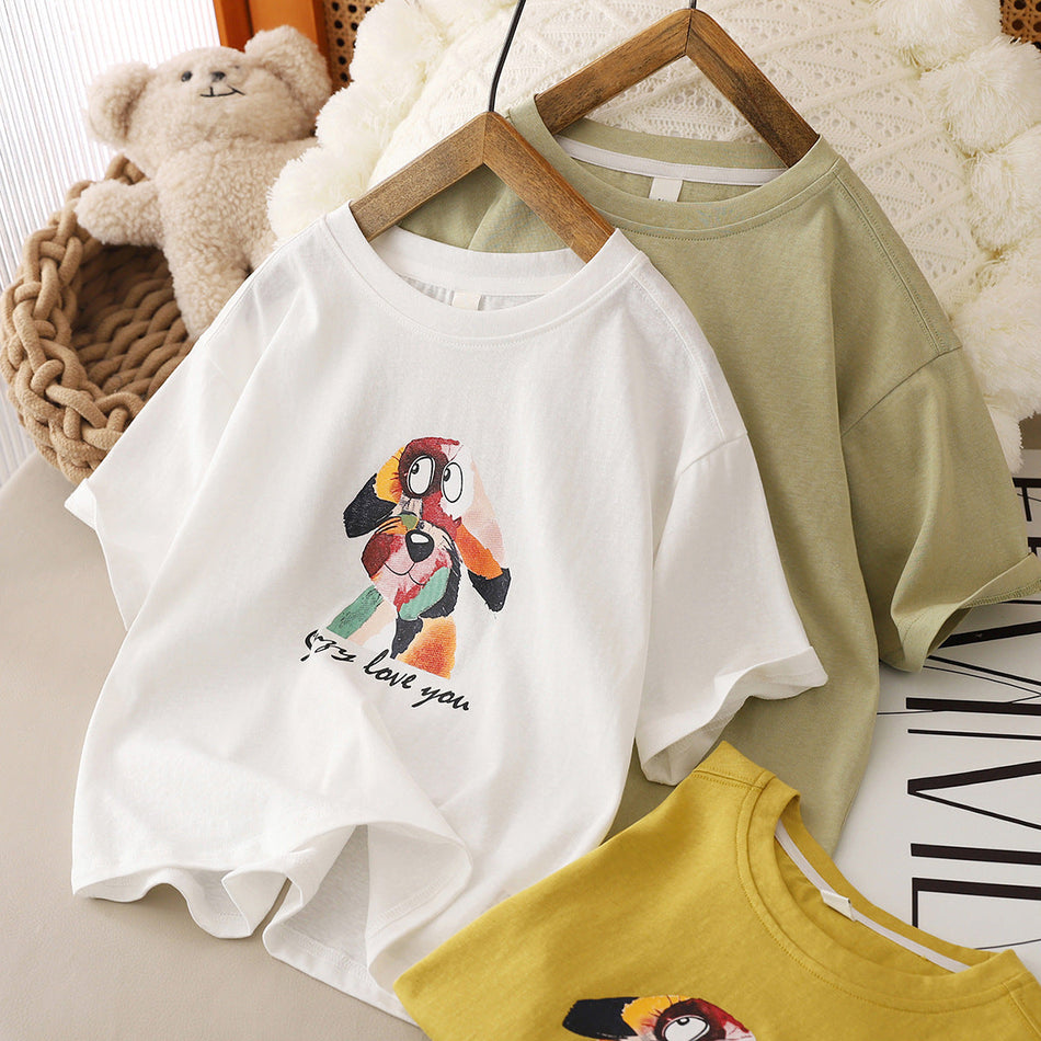Boys Loose Fit Cotton Blend Short Sleeve Summer T-Shirt