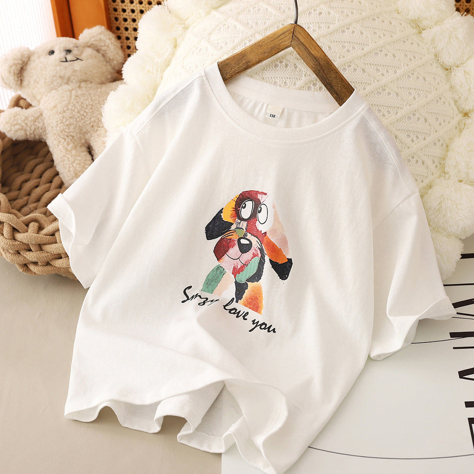 Boys Loose Fit Cotton Blend Short Sleeve Summer T-Shirt