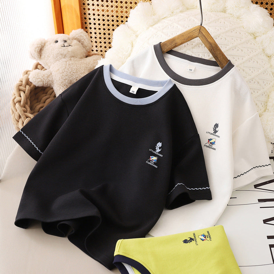 Boys Cotton Spandex Short Sleeve T-Shirt Casual Summer Top
