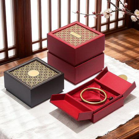 Brown Antique Style Double Open Jewelry Box Bracelet Gift Storage Case