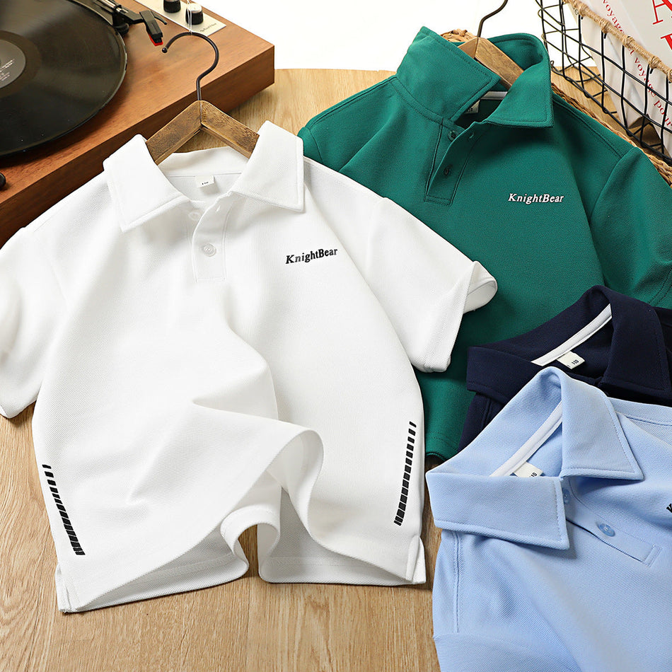 Boys Ice-Feel Polo Shirt Short Sleeve Pique Cotton Summer Top