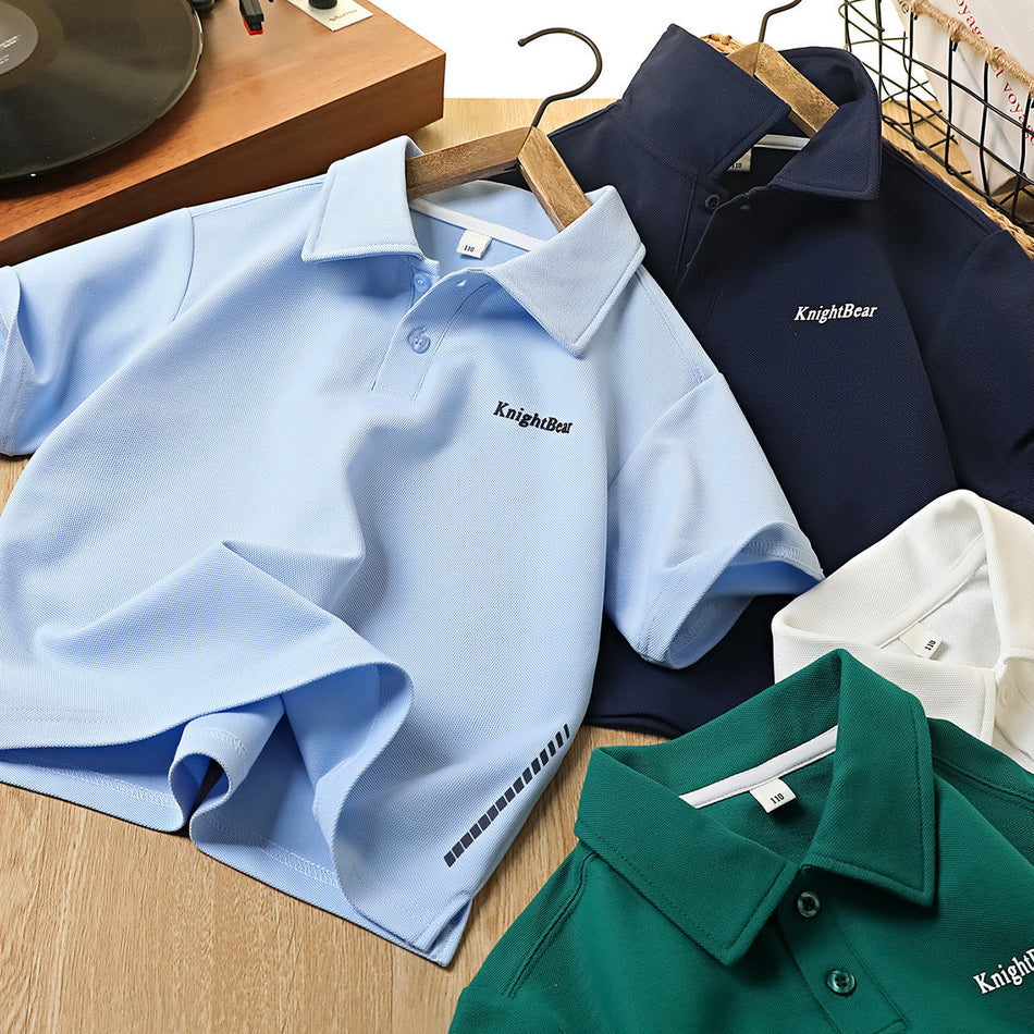 Boys Ice-Feel Polo Shirt Short Sleeve Pique Cotton Summer Top