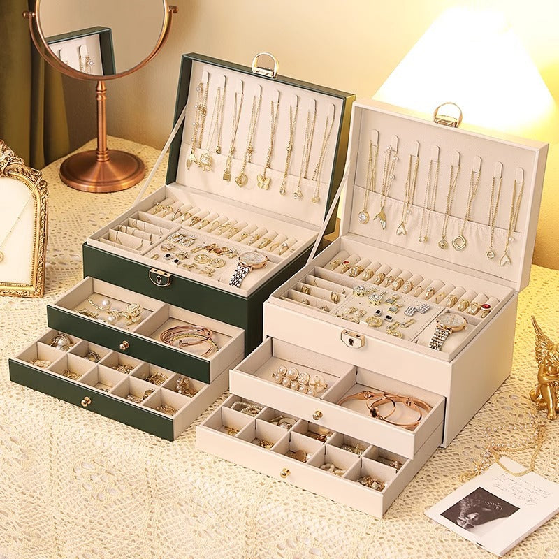Black High-End Large Capacity Jewelry Storage Box Earrings Necklace Organizer