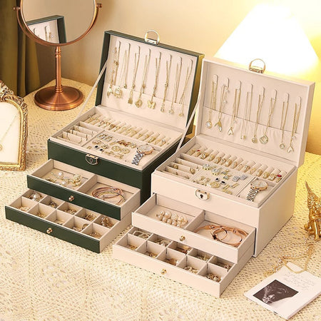 Black High-End Large Capacity Jewelry Storage Box Earrings Necklace Organizer
