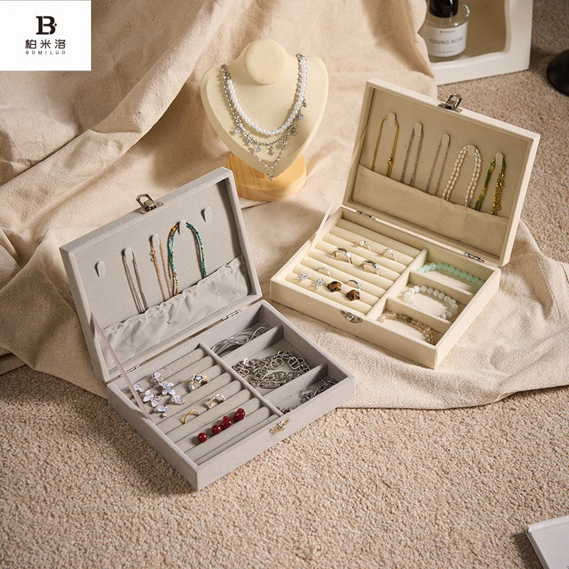 Grey High-End Buckle Jewelry Box Large Capacity Drawer Storage Organizer