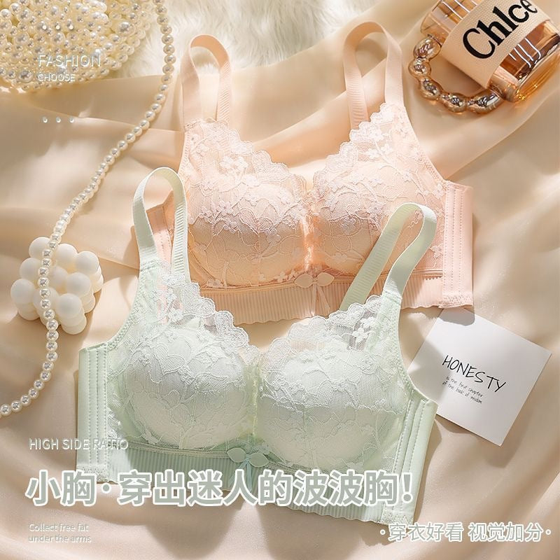 Lace Push-Up Bra Wire-Free Anti-Sagging Thick Cup Seamless