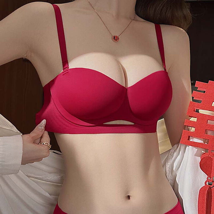 Red Seamless Push-Up Bra Zodiac Year Bridal Lift Comfort Support